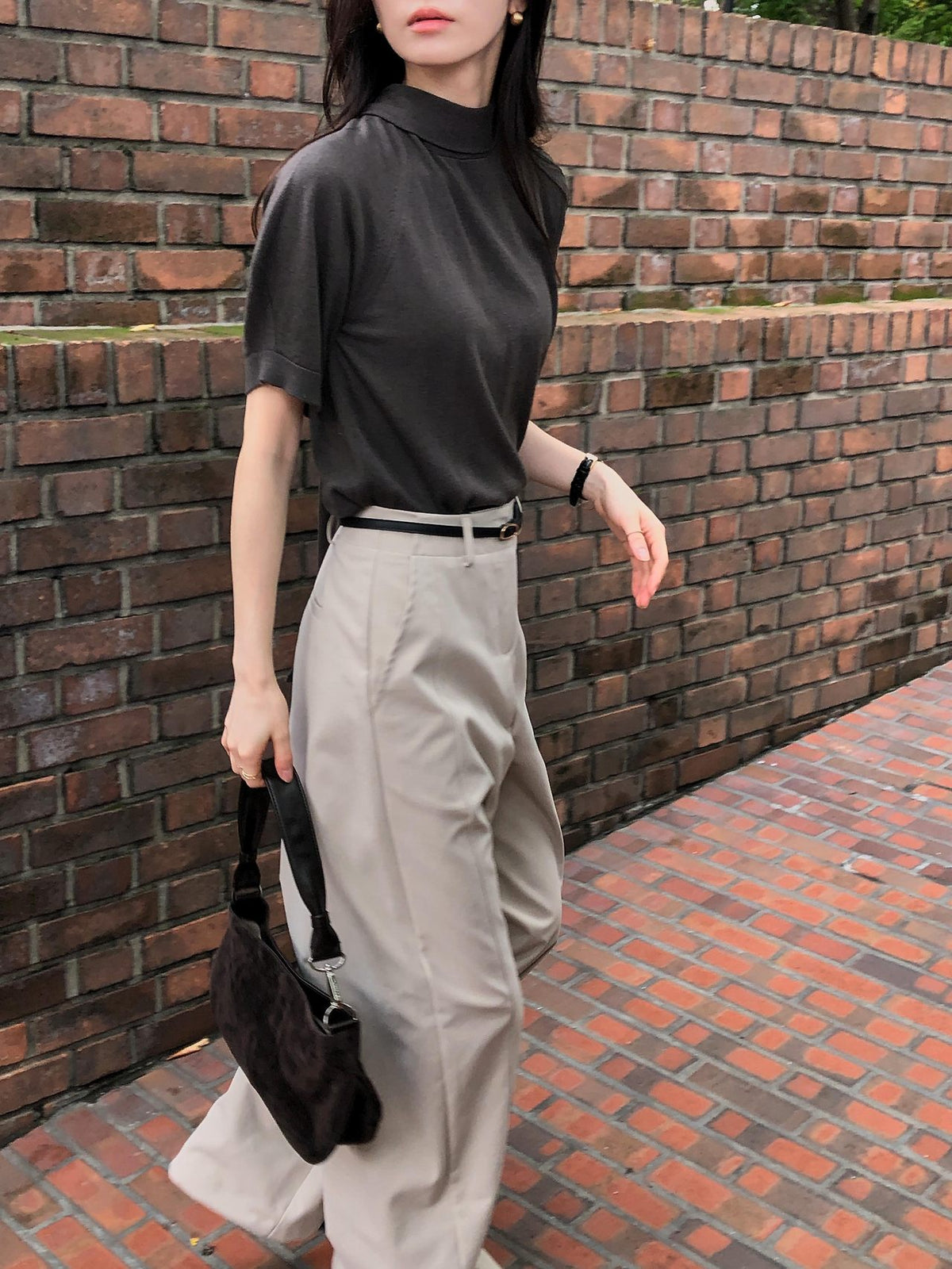 Silk Wool Tie Neck Knit