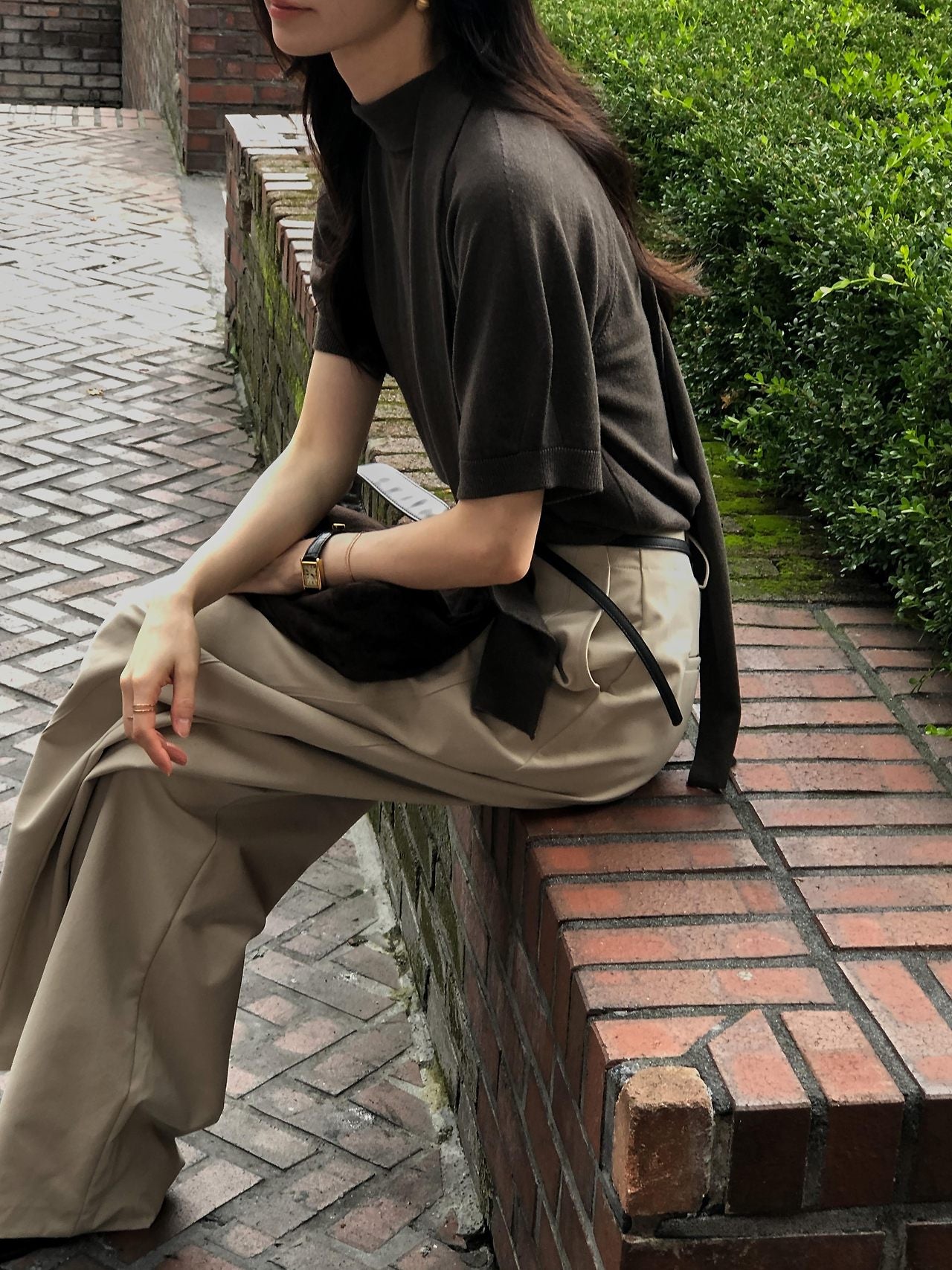 Silk Wool Tie Neck Knit