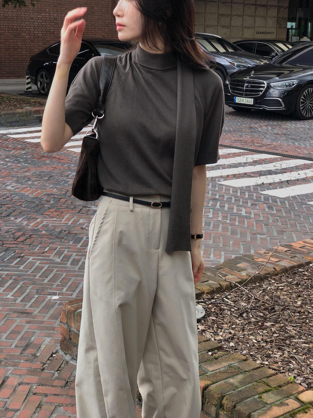 Silk Wool Tie Neck Knit